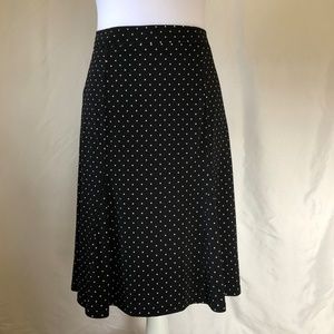 Talbots Flared Skirt Black w/ White Dots XLP